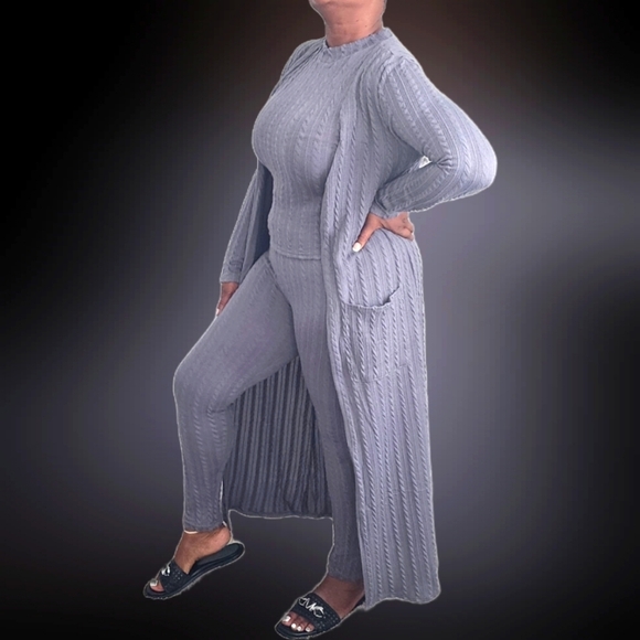 Ellie & Kate Women's Grey Knit Duster Round-Neck Cami, & Traveler's Knit Pants - Picture 5 of 5